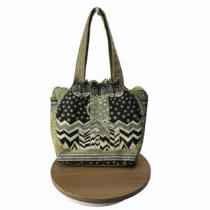 Laurel Burch 3 cat Canvas Tote shoulder Bag tan black white vintage 1990's Women